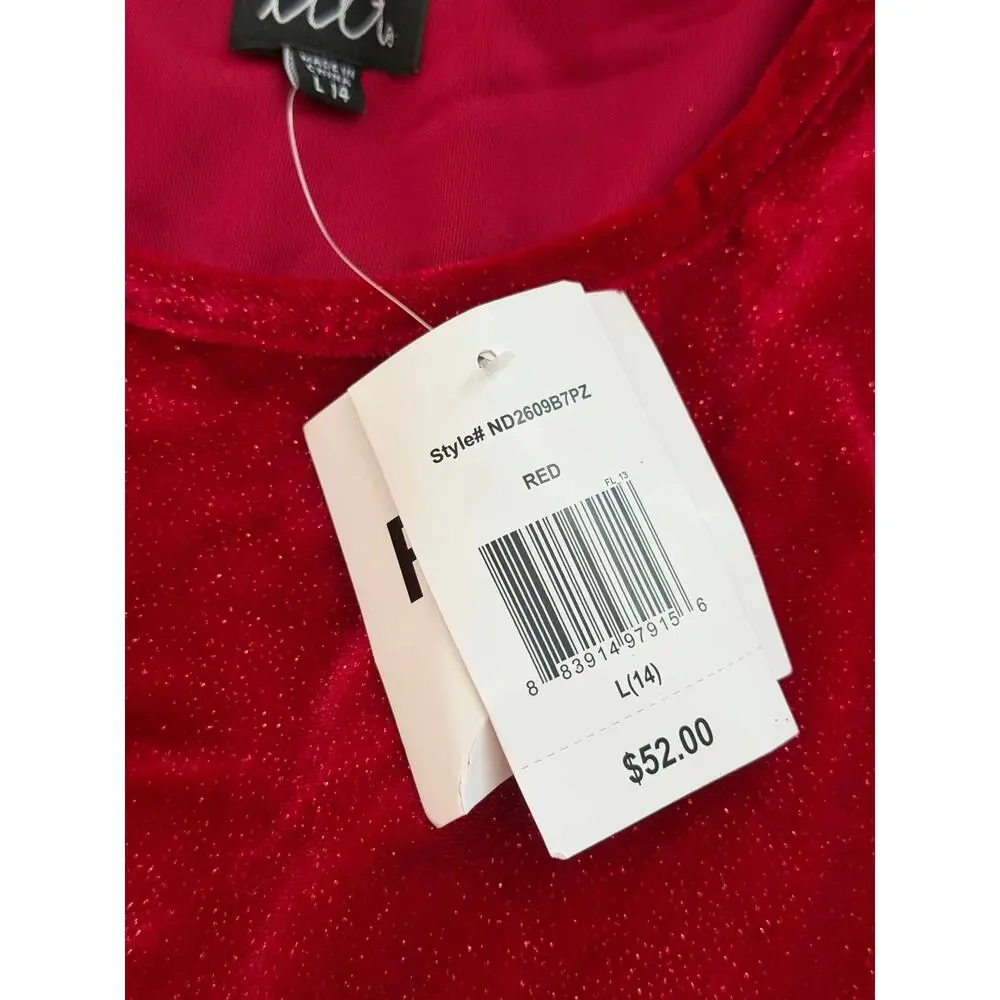 NEW! Lilt Girls Christmas Holiday Red Velvet Faux Fur Satin Santa Dress Size L14